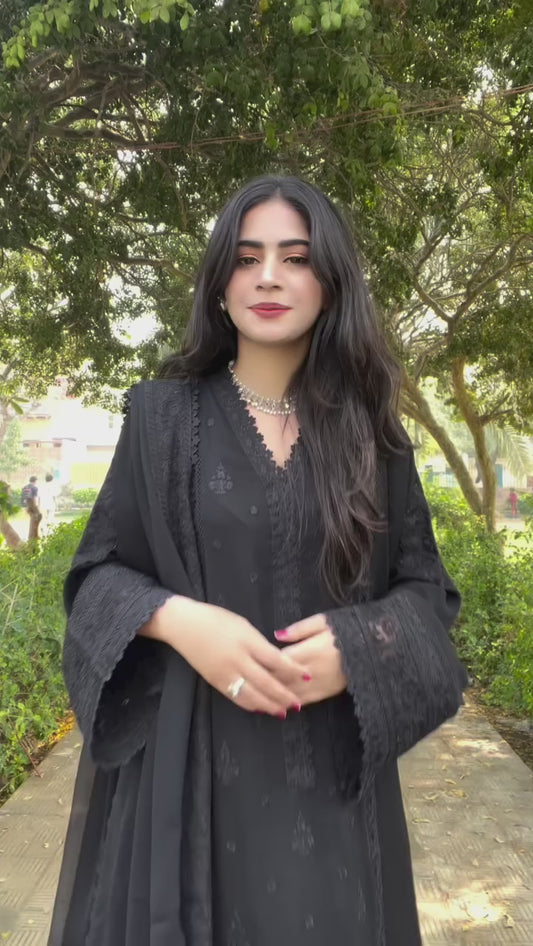 Elegant Black Embroidered Ethnic Anarkali Suit for Women