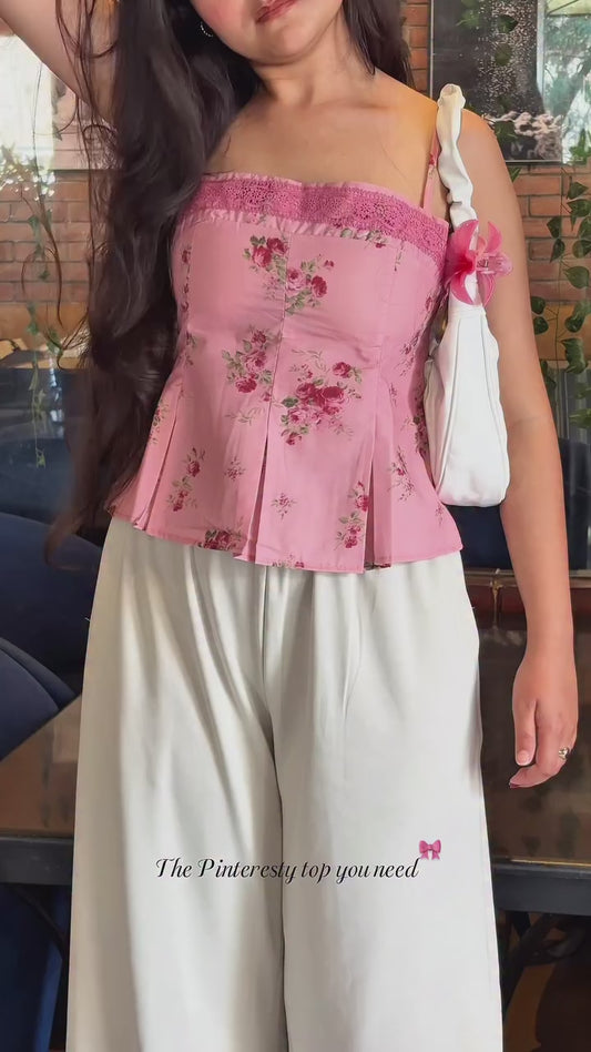 Elegant Floral Print A-Line Midi Dress with Puff Sleeves and Square Neckline
